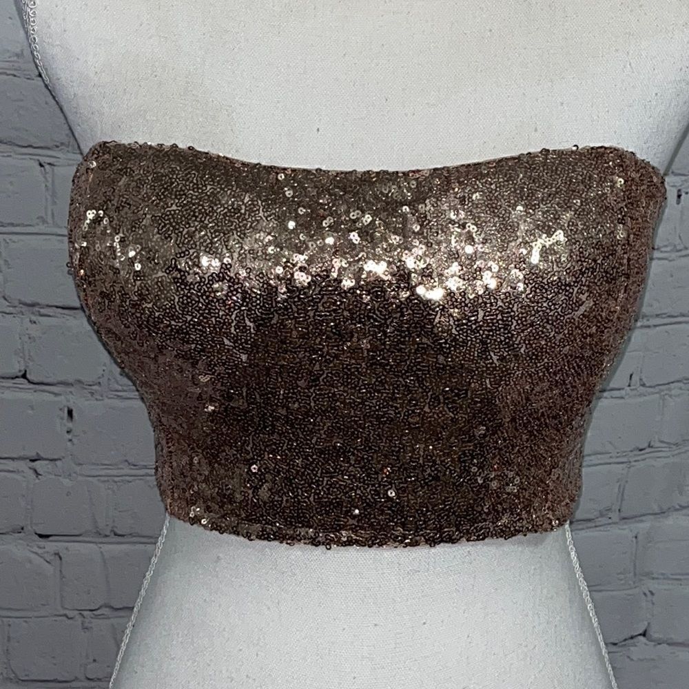 Charlotte Russe - Copper Sequin Strapless Top - S
